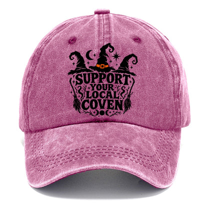 Support Your Local Coven Slogan Witch Magic Classic Cap – Dusty Rose