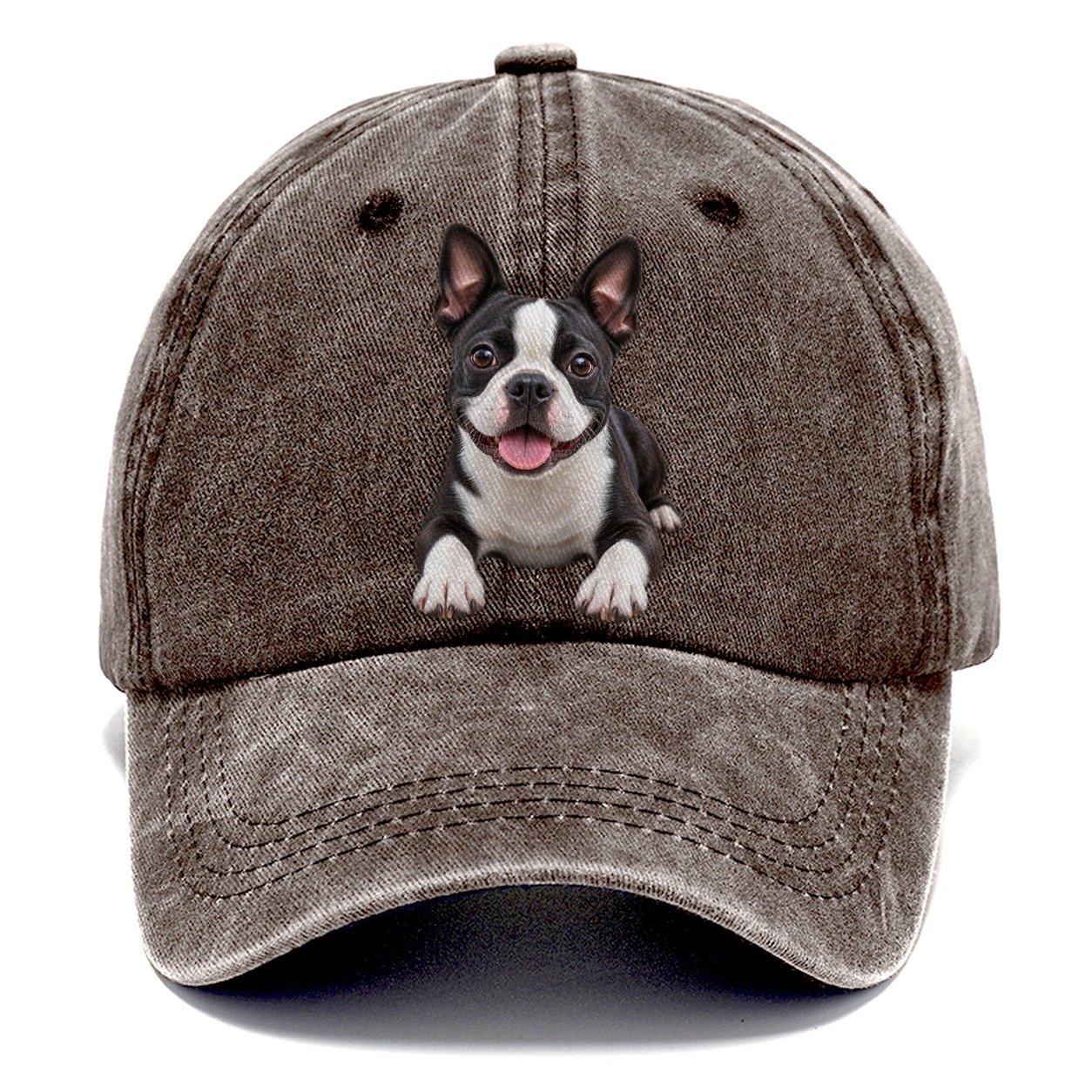Boston Terrier Lying Down Top Breeds Classic Cap – Brown