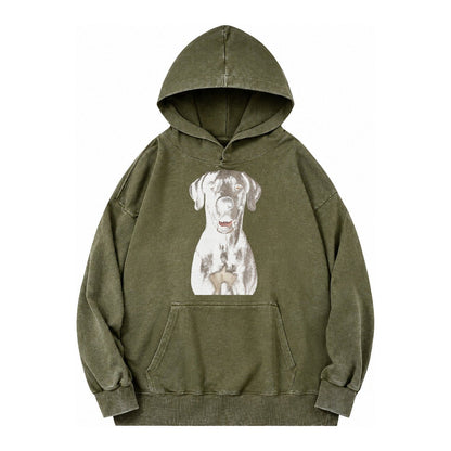 Great Dane Gentle Giant Noble Heart Vintage Washed Hoodie – Army Green