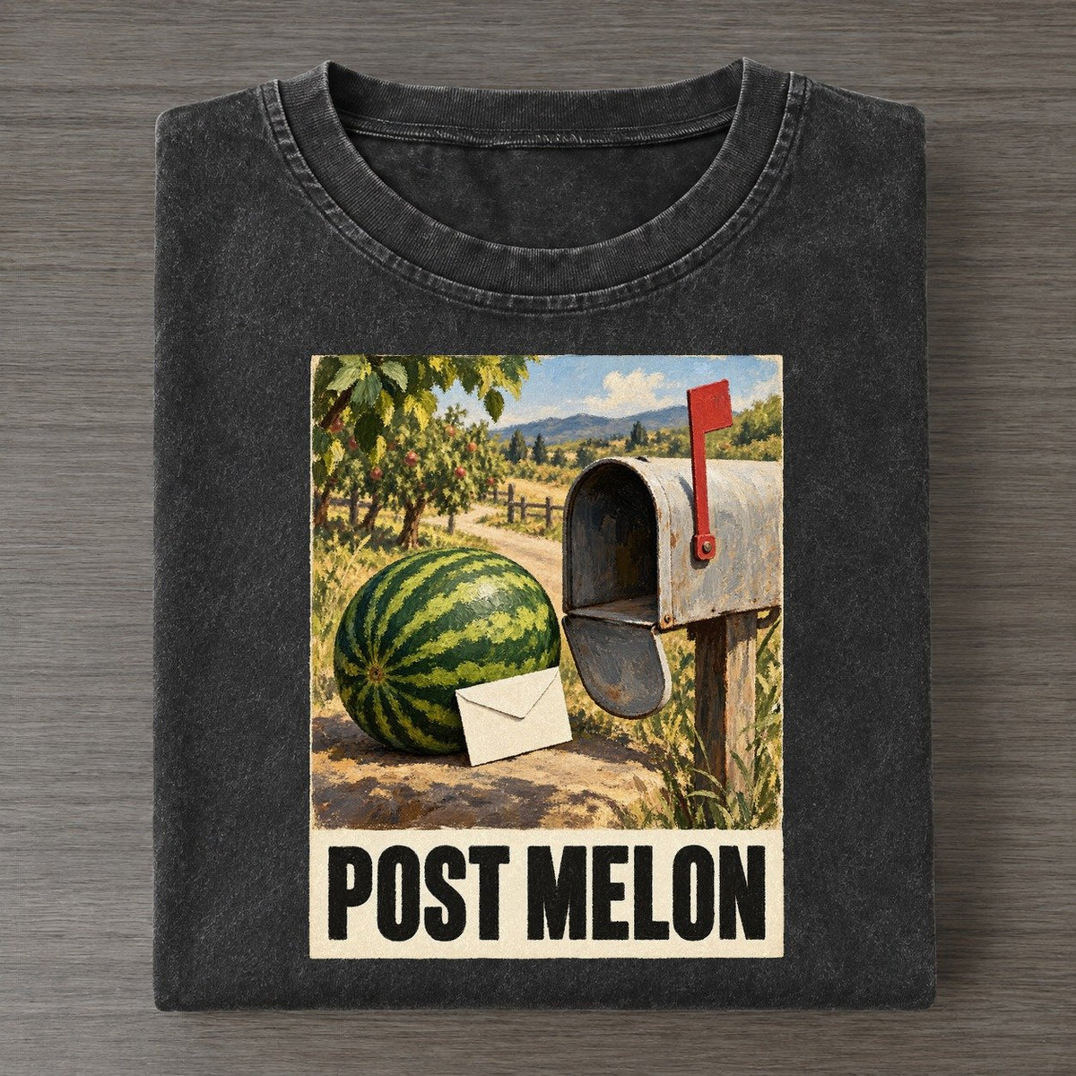Post Melon Painted Pop Culture Pun Vintage T-shirt – Black