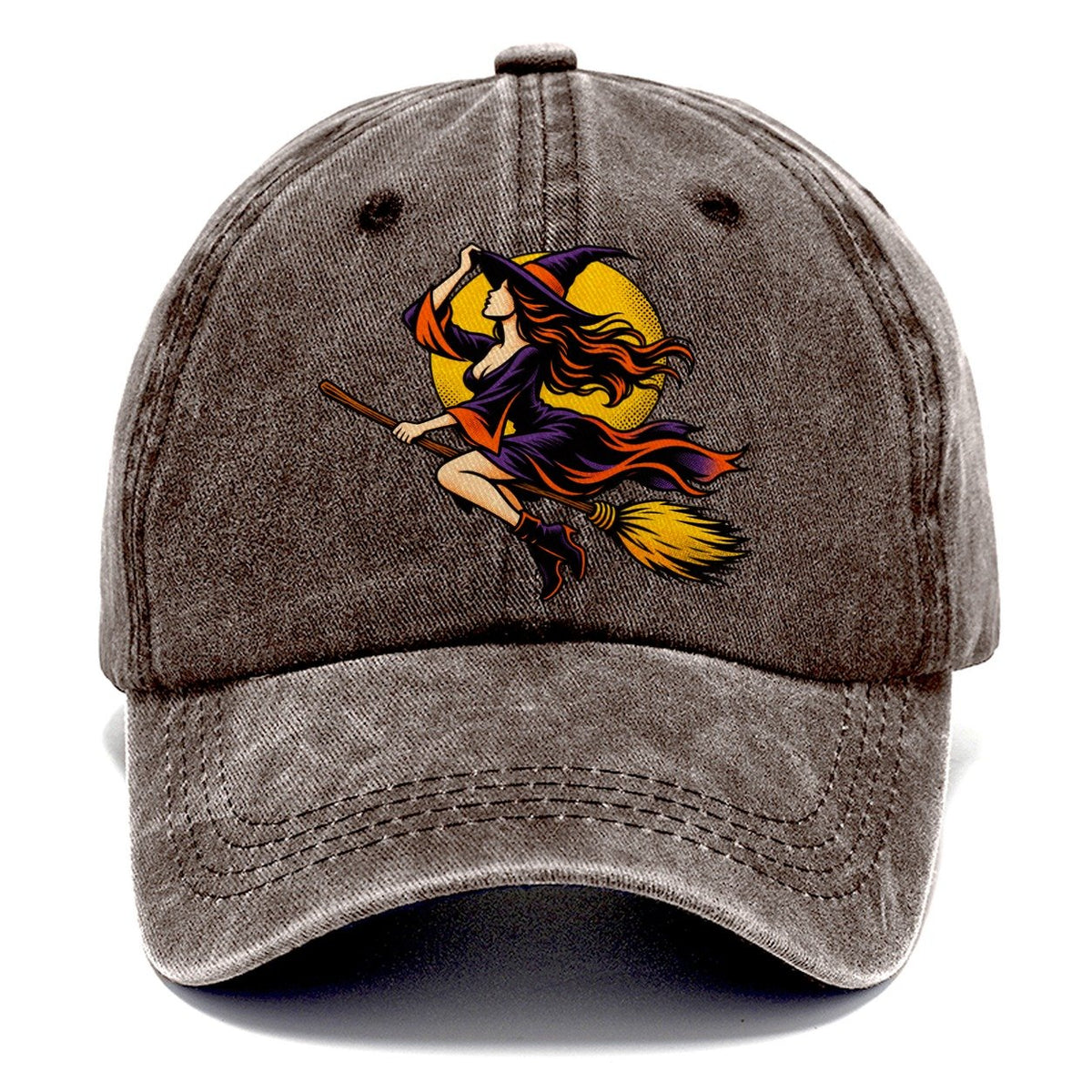 Pop Art Witch on Broom Classic Cap – Brown