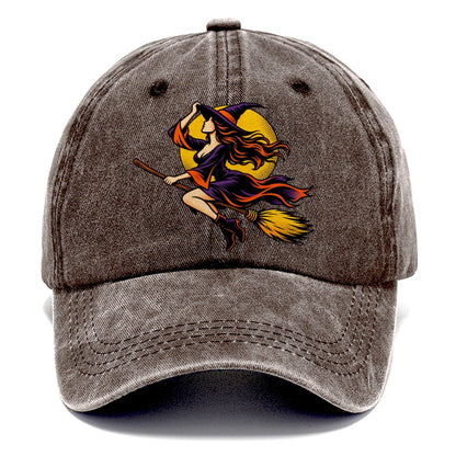 Pop Art Witch on Broom Classic Cap – Brown