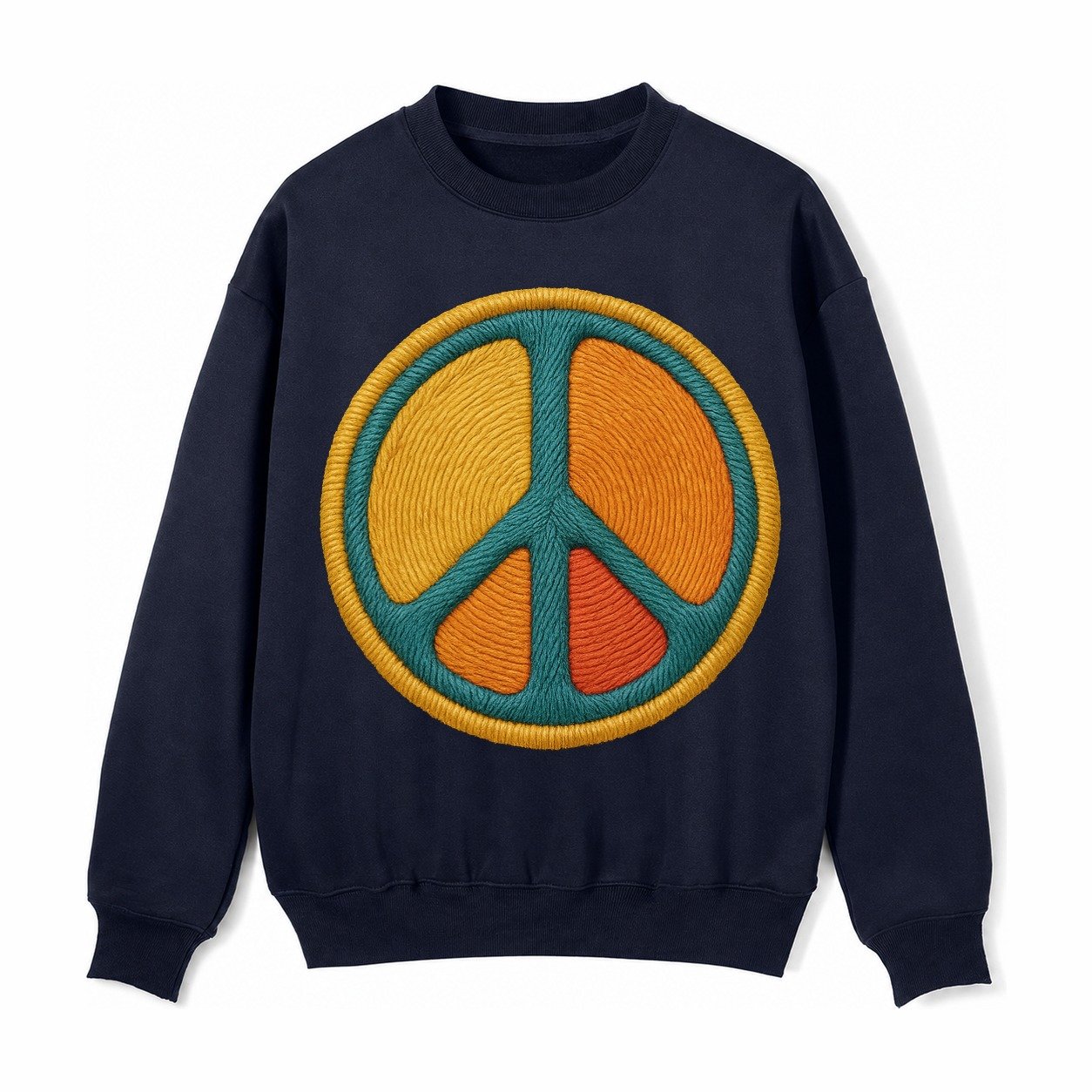 Golden Peace Fleece Sweatshirt – Navy Blue