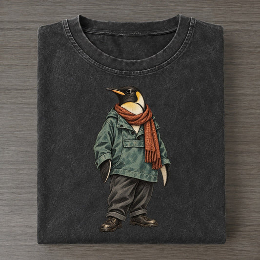 Emperor Penguin Wardrobe Portrait Wild Wardrobe Portraits Vintage T-shirt – Black