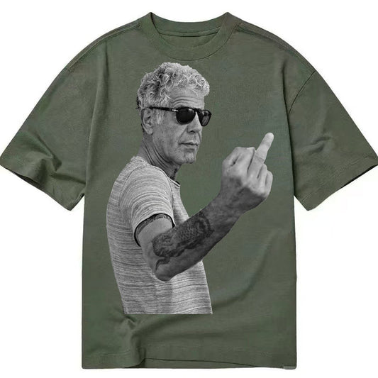 Anthony Bourdain Middle Finger Classic T-shirt – Army Green