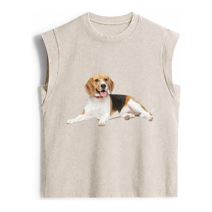 Beagle Vintage Washed Tank – Beige