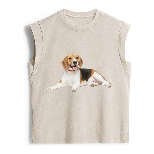 Beagle Vintage Washed Tank – Beige