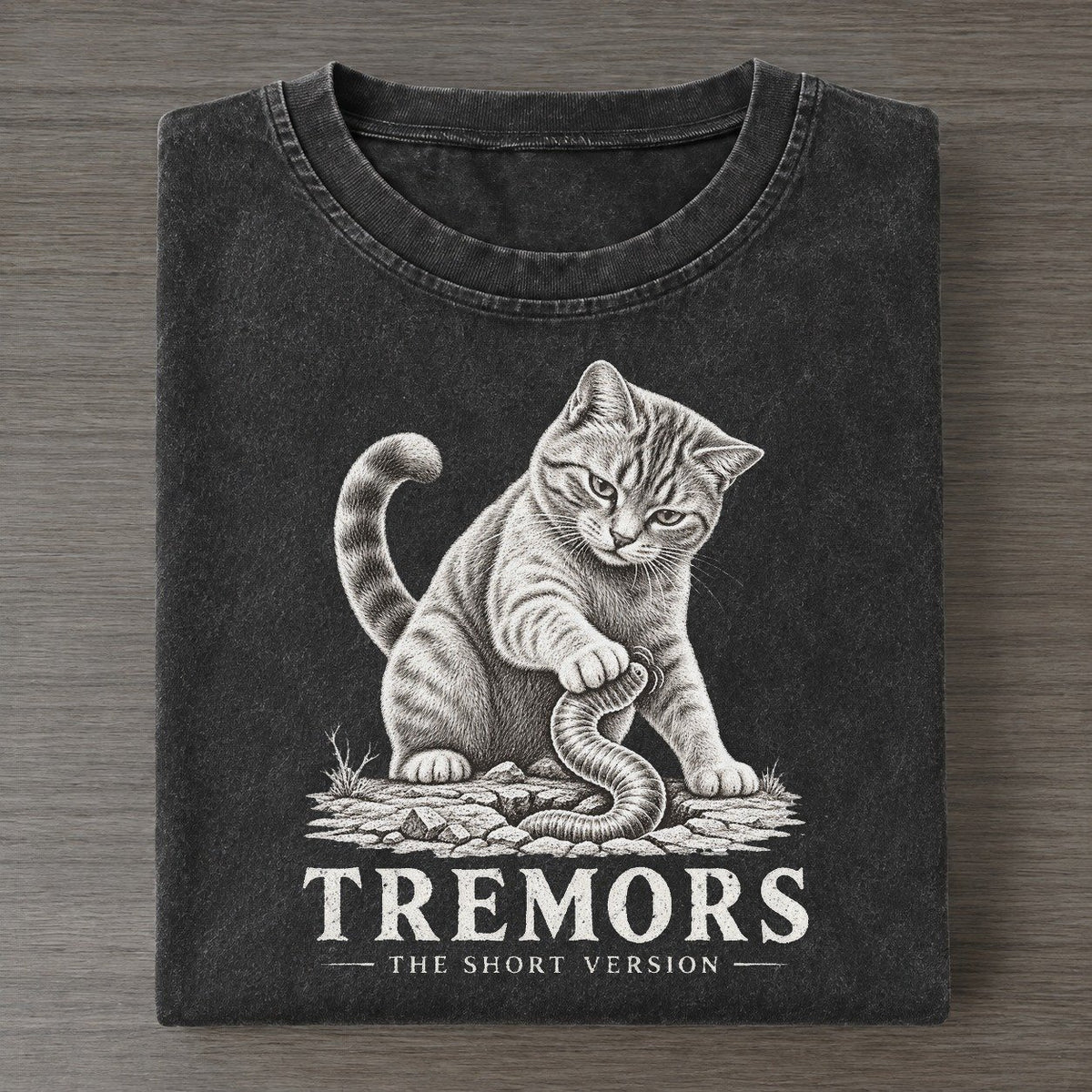 Tremors Short Version Cats Vintage T-shirt – Black