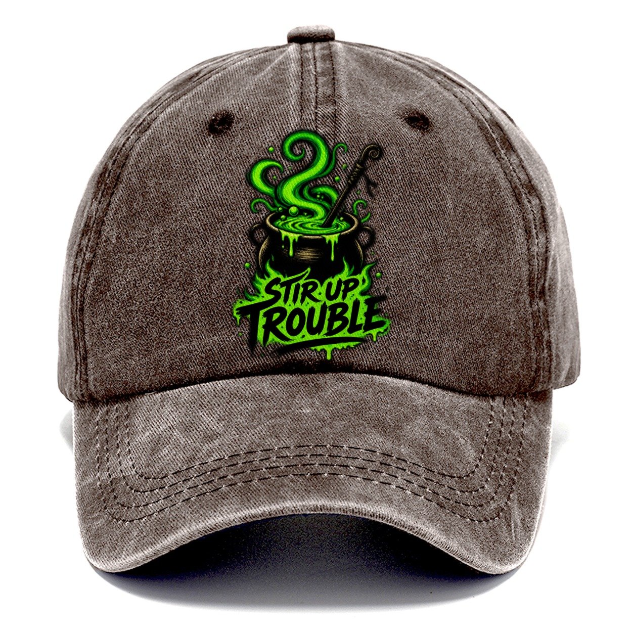 Stir Up Trouble Slogan Witch Magic Classic Cap – Brown