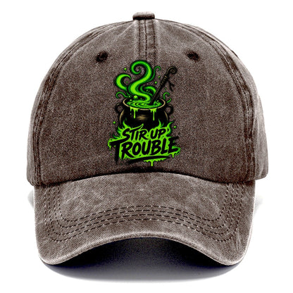 Stir Up Trouble Slogan Witch Magic Classic Cap – Brown