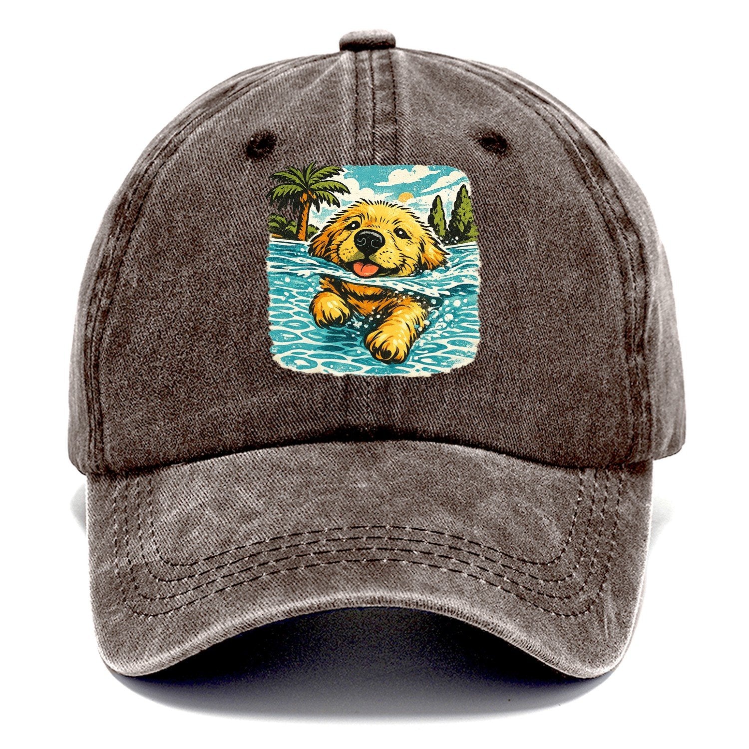 Golden Retriever Pool Pup Classic Cap – Brown