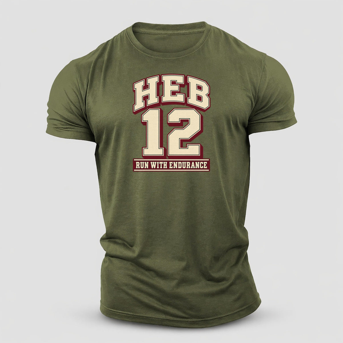 Hebrews 12 Varsity Chapel Varsity Cotton T-Shirt – Army Green