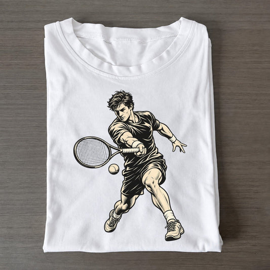 Tennis Running Forehand Global Sports Ink Figures Classic T-shirt – White