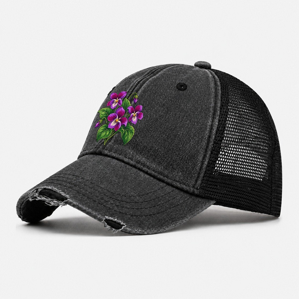 New Brunswick Purple Violet Canada Cultural Icons Washed Trucker Hat – Black