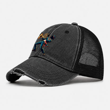 French Horn Icon Music Instruments Washed Trucker Hat – Black