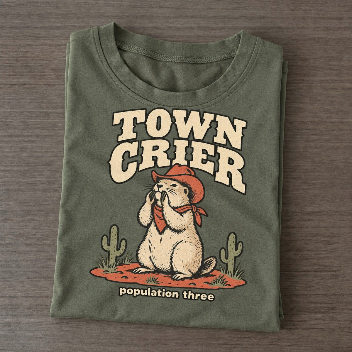 Town Crier Cowboy Critters Classic T-shirt – Army Green