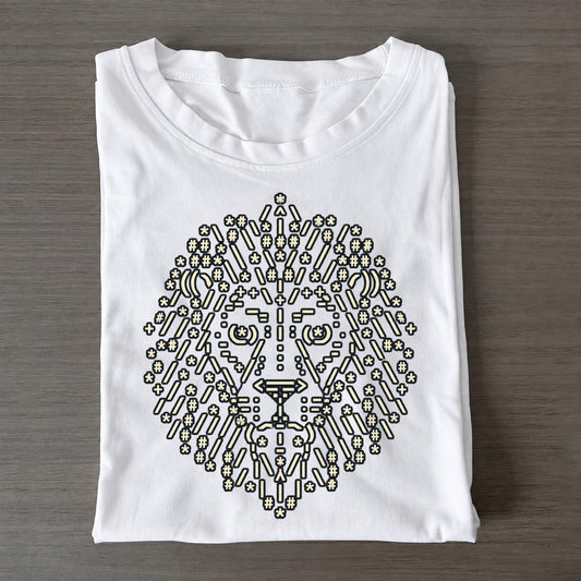Lion Head Geometry Classic T-shirt – White