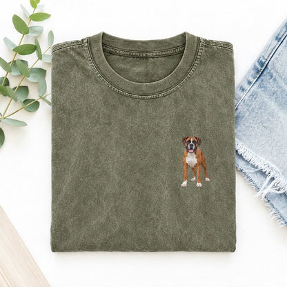 Boxer Standing Left Chest Vintage T-shirt – Army Green