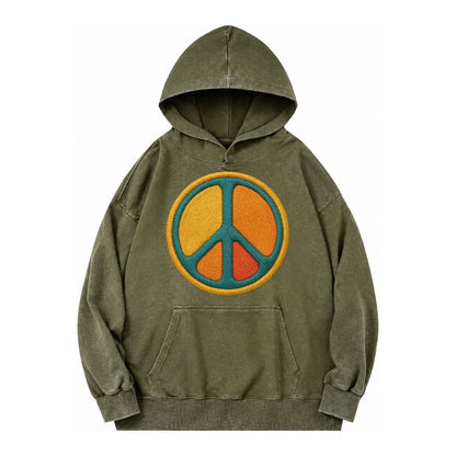 Golden Peace Vintage Washed Hoodie – Army Green