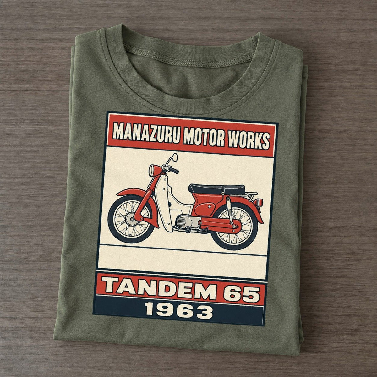 Manazuru Tandem 65 Showa Speed Plates Classic T-shirt – Army Green