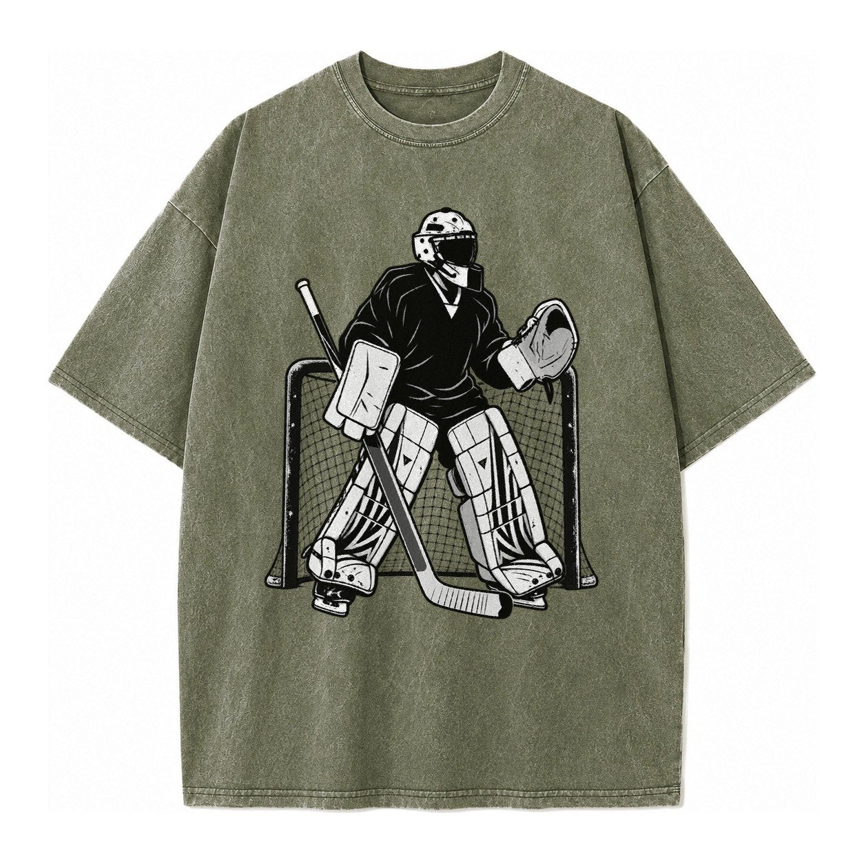 Hockey Goalie Vintage T-shirt – Army Green