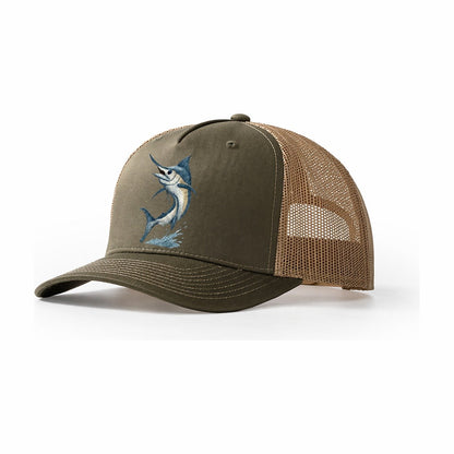 Marlins Majesty Trucker Hat – Olive-Khaki