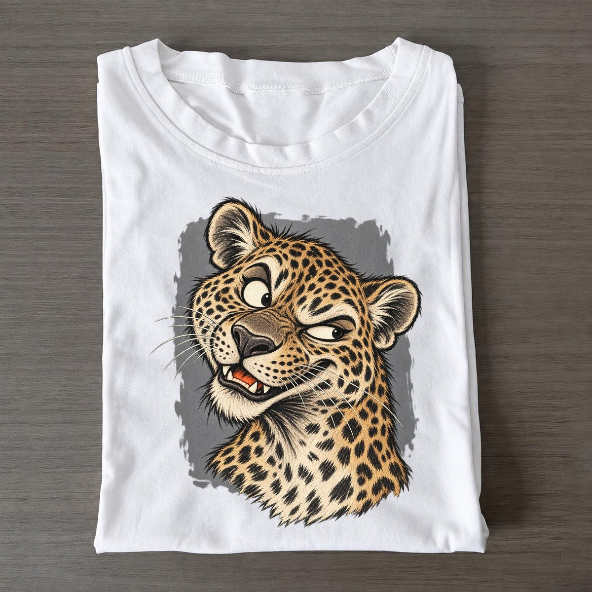 Leopard Expressive Portrait Wild Grin Gallery Classic T-shirt – White