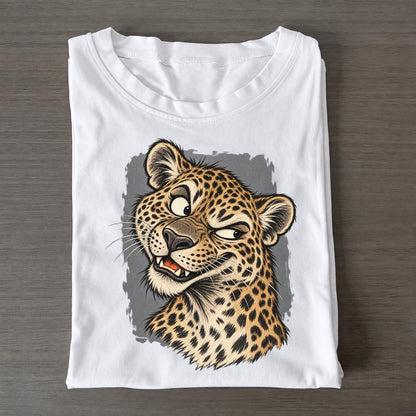 Leopard Expressive Portrait Wild Grin Gallery Classic T-shirt – White