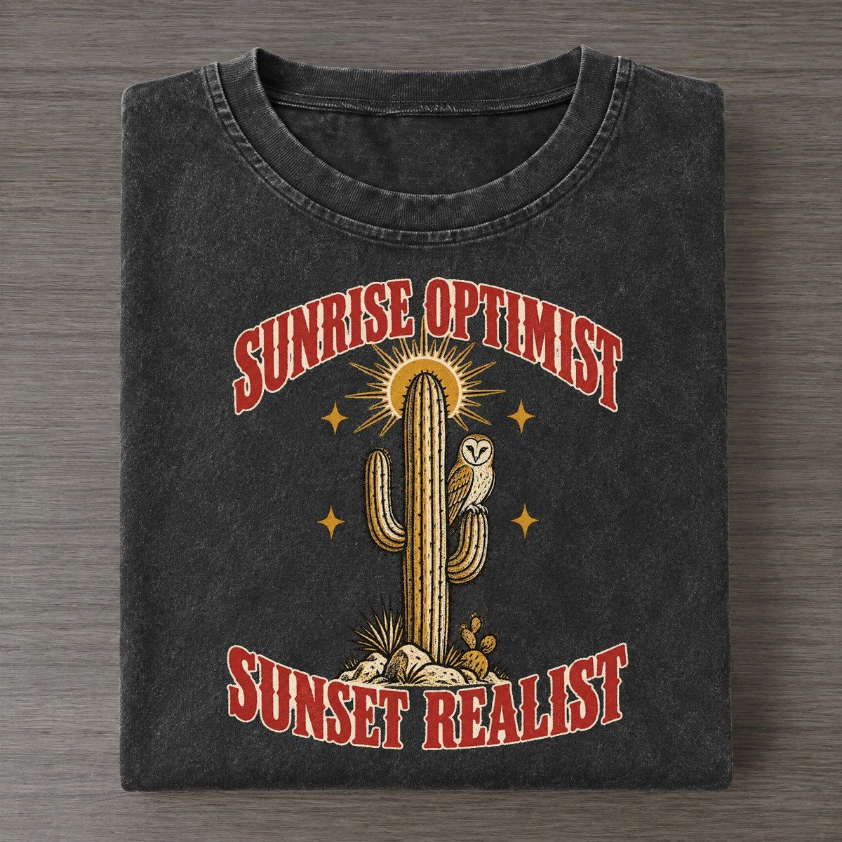 Sunset Realist Unhinged Affirmations Vintage T-shirt – Black