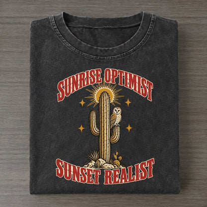 Sunset Realist Unhinged Affirmations Vintage T-shirt – Black