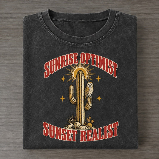 Sunset Realist Unhinged Affirmations Vintage T-shirt – Black