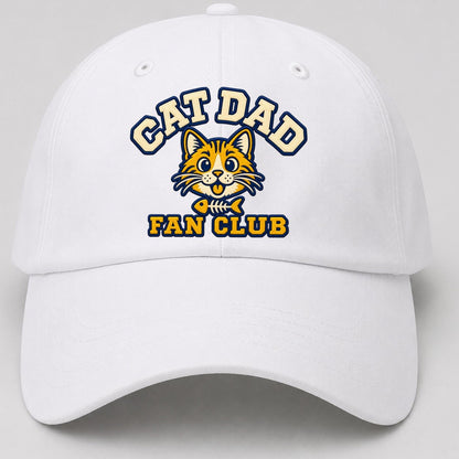 Cat Dad Fan Club Baseball Cap – White
