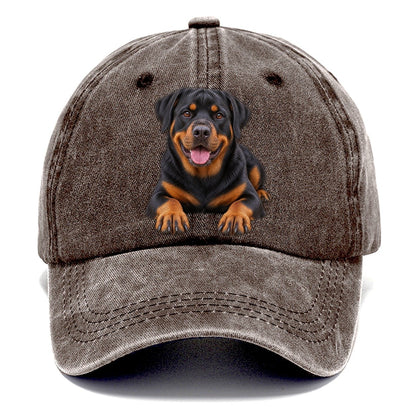 Rottweiler Lying Down Top Breeds Classic Cap – Brown