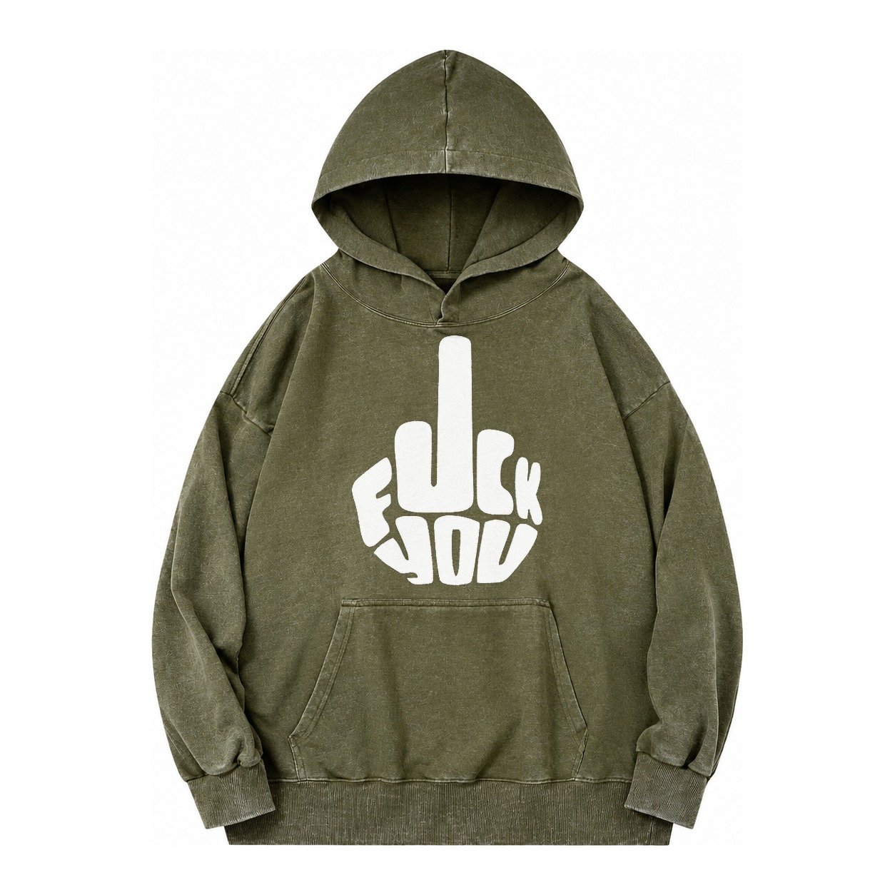 Fuck You Vintage Washed Hoodie – Army Green