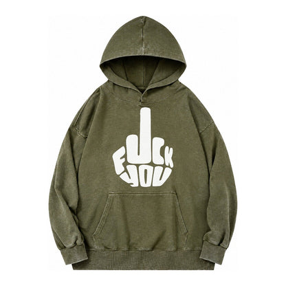 Fuck You Vintage Washed Hoodie – Army Green