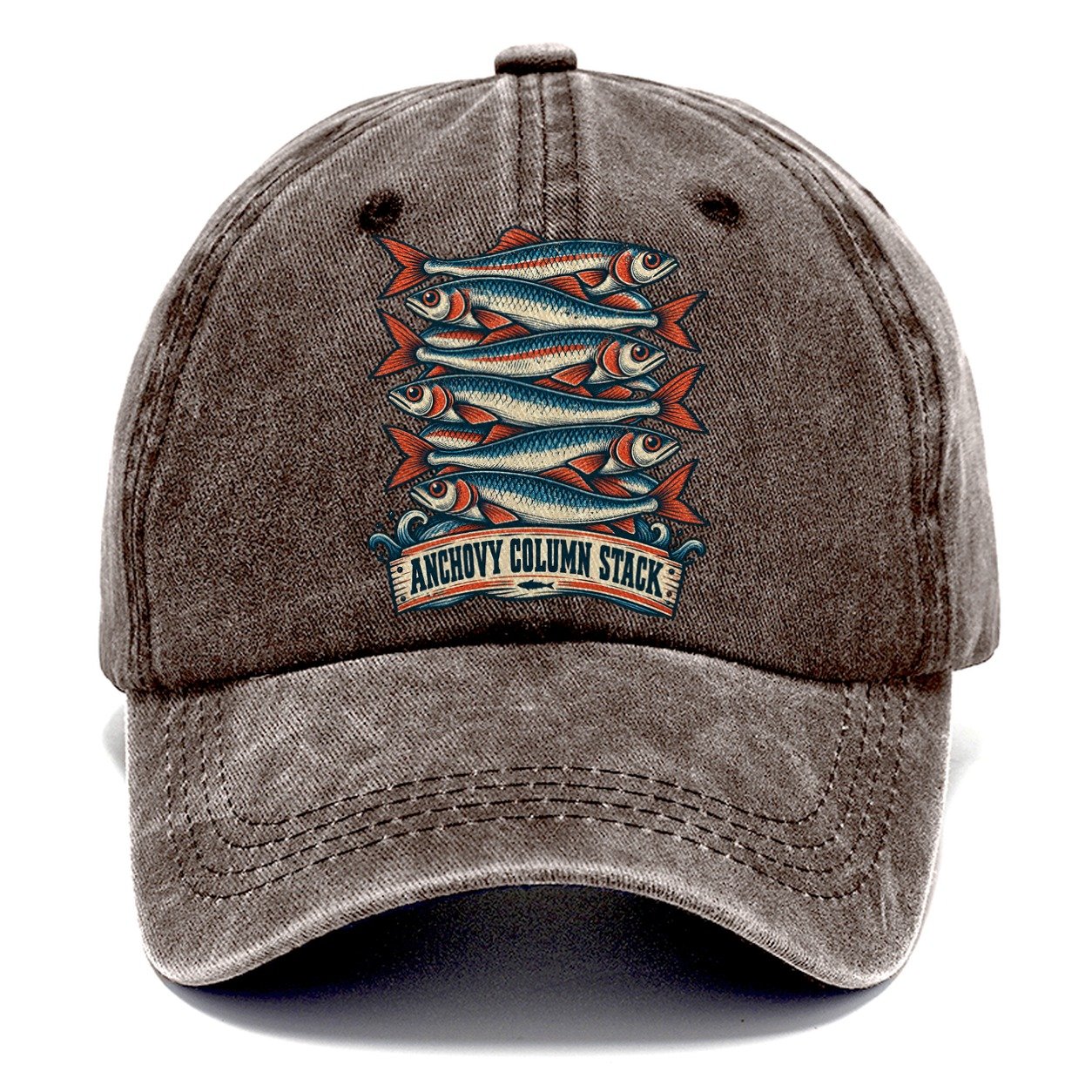 Anchovy Column Stack Fishing Club Classic Cap – Brown