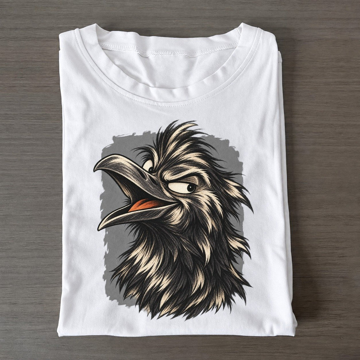 Crow Expressive Portrait Wild Grin Gallery Classic T-shirt – White