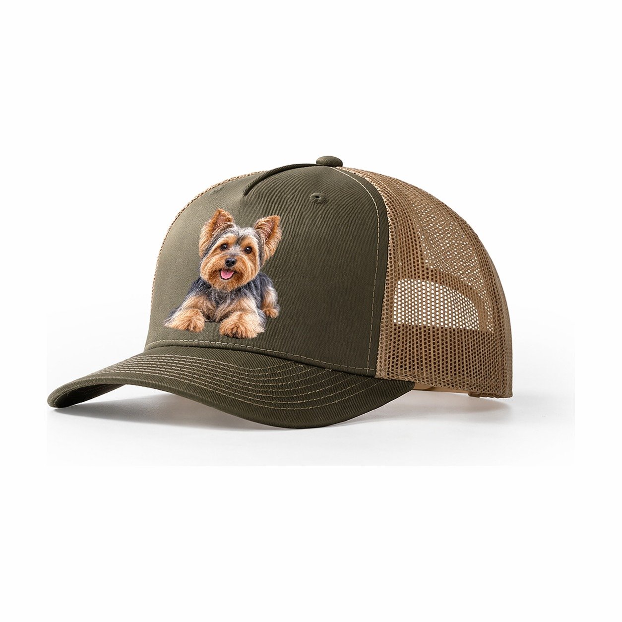 Yorkshire Terrier Lying Down Top Breeds Trucker Hat – Olive Khaki