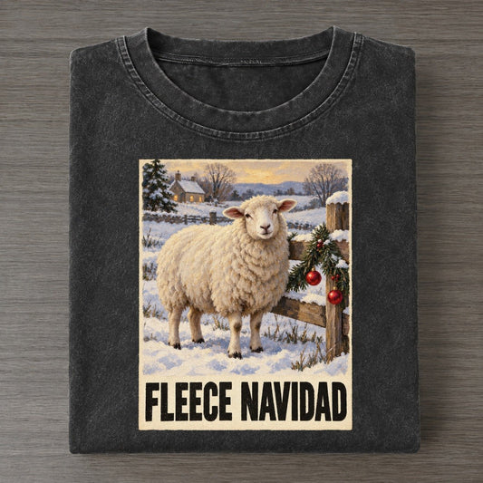 Fleece Navidad Painted Pop Culture Pun Vintage T-shirt – Black