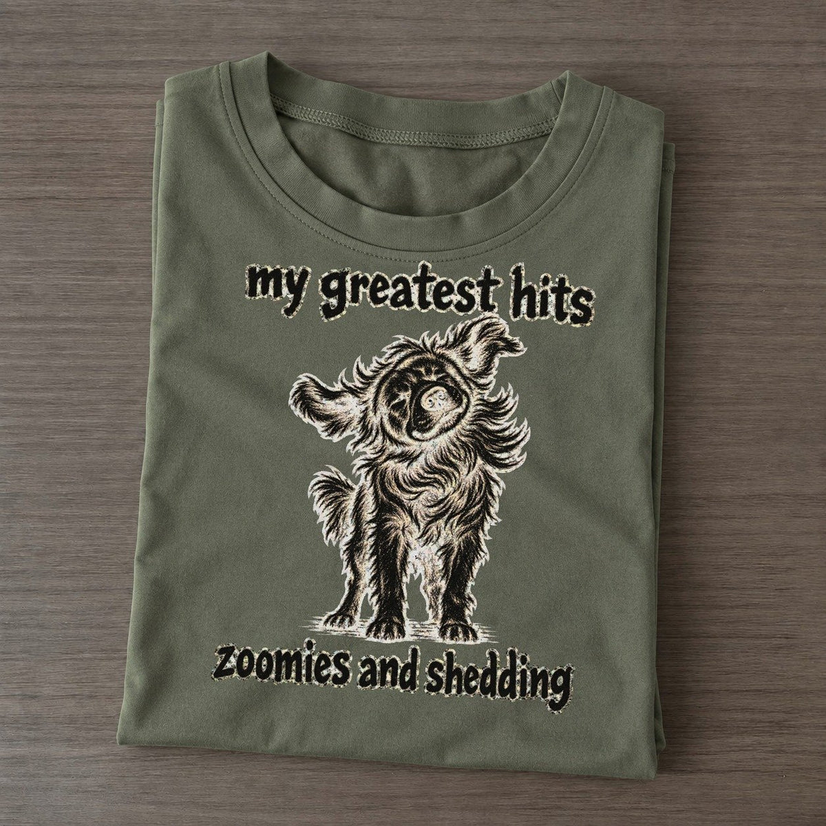 A Thick Coated Dog Mid Shake Body Twisting Coat Flung Outward Bark For Me Classic T-shirt – Army Green