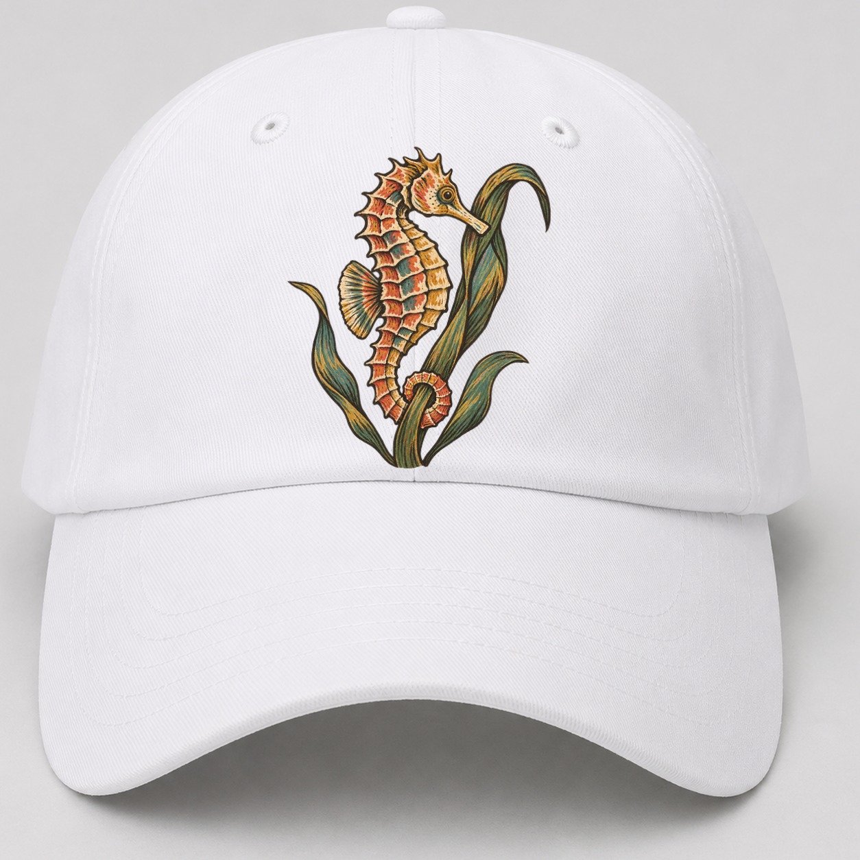 Seahorse Eelgrass Cradle Gentle Wild Baseball Cap – White
