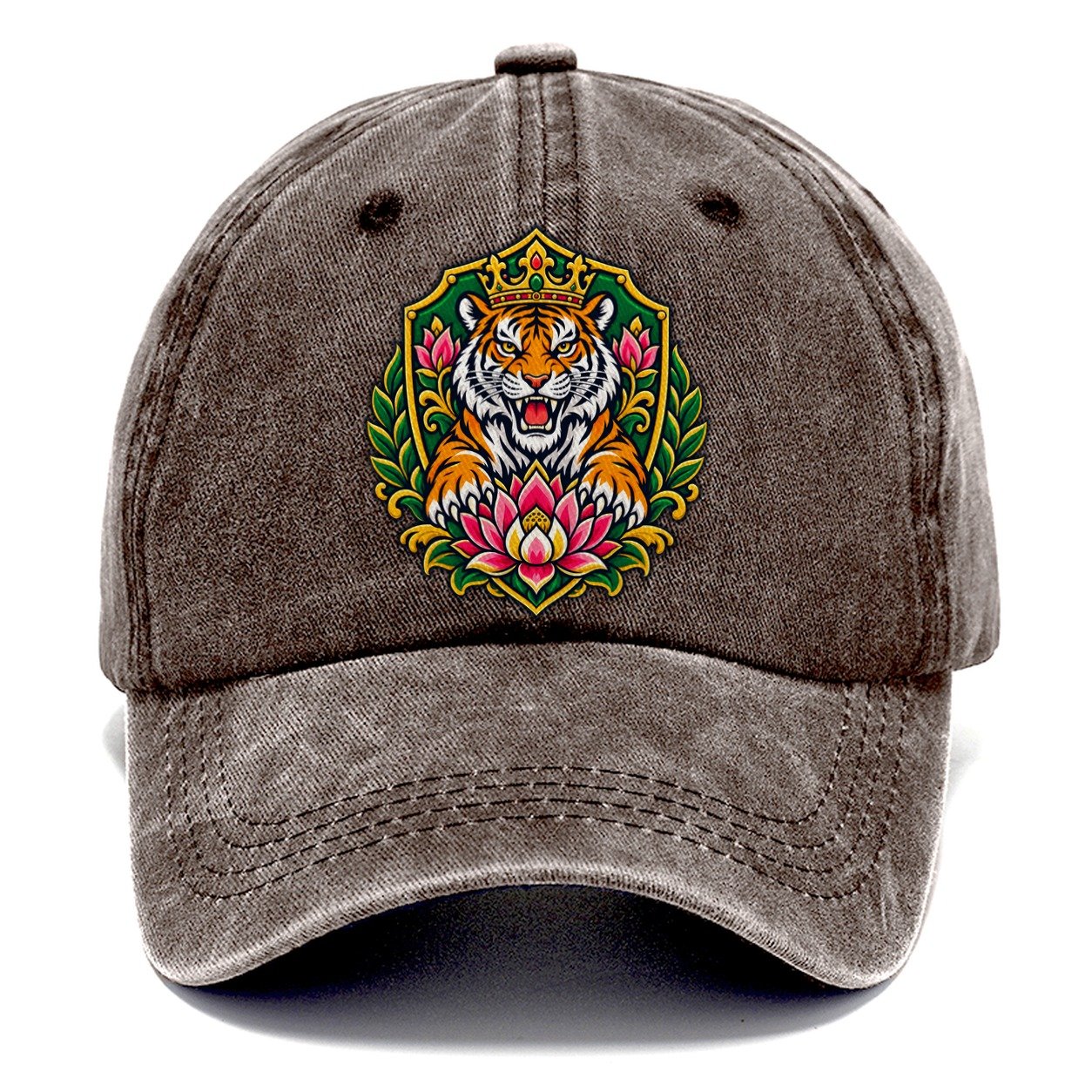 India Heraldic Crest Country Logos Classic Cap – Brown