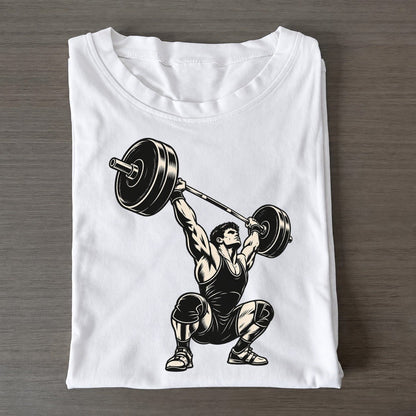 Weightlifter Snatch Lockout Global Sports Ink Figures Classic T-shirt – White