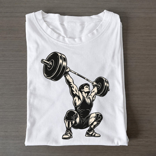 Weightlifter Snatch Lockout Global Sports Ink Figures Classic T-shirt – White