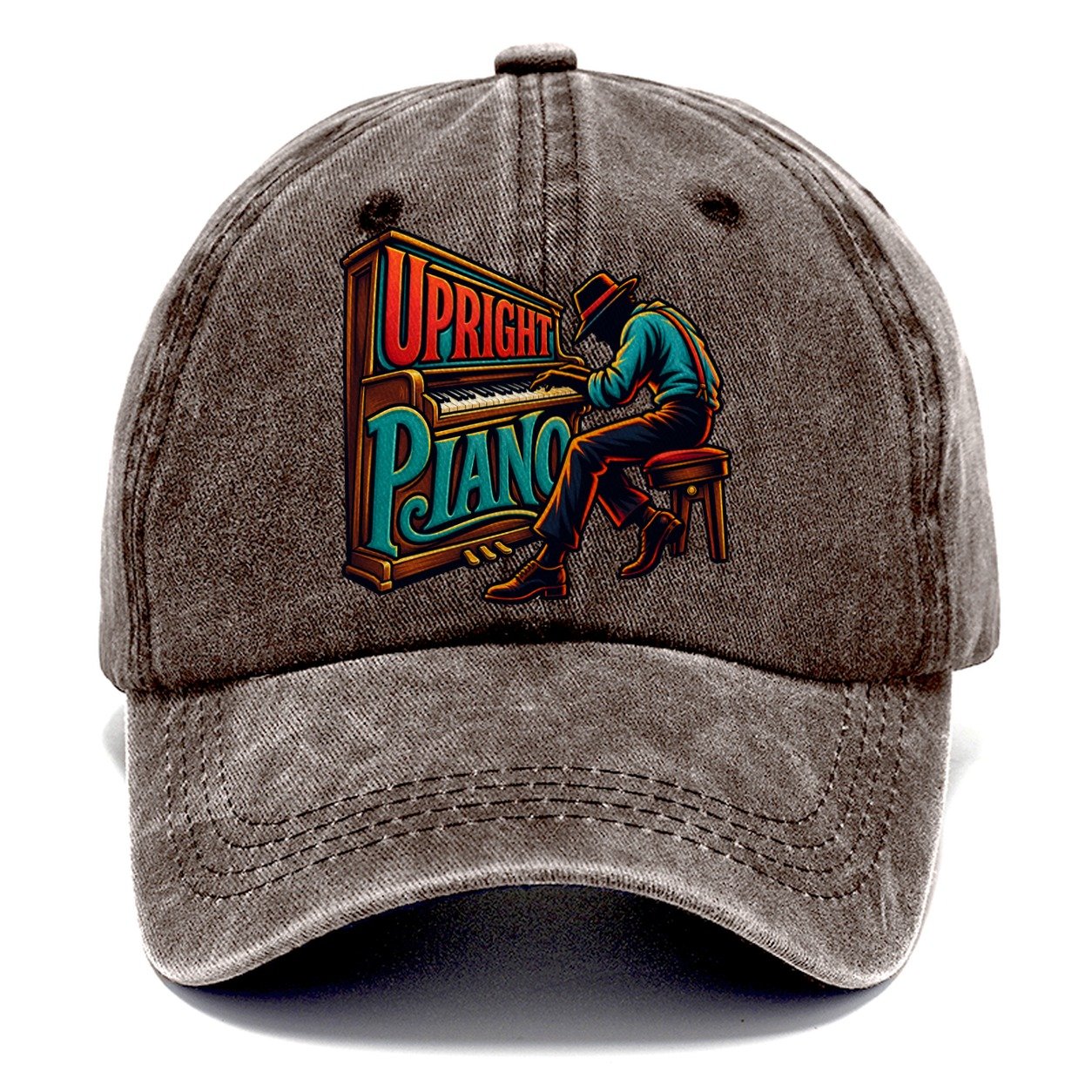 Upright Piano Wordmark Music Instruments Classic Cap – Brown