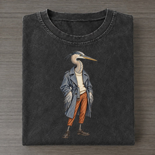 Great Blue Heron Wardrobe Portrait Wild Wardrobe Portraits Vintage T-shirt – Black