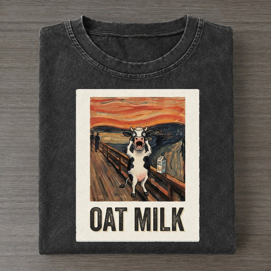 Cow Scream Oat Milk Scream Vintage T-shirt – Black