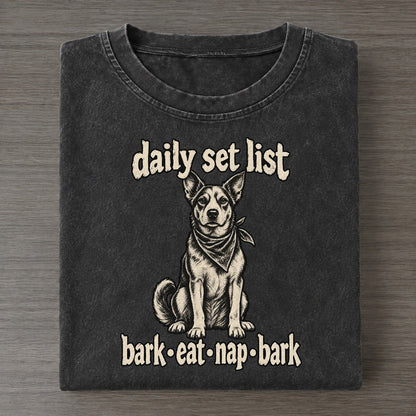 An Alert Medium Dog Sitting Square And Facing The Viewer Bark For Me Vintage T-shirt – Black