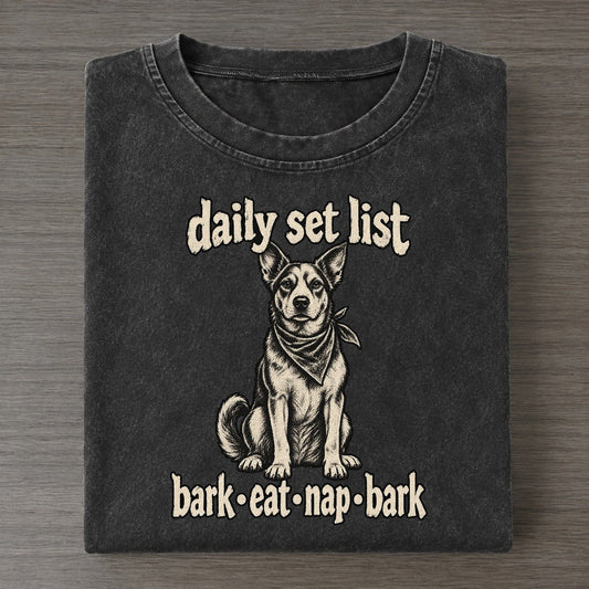 An Alert Medium Dog Sitting Square And Facing The Viewer Bark For Me Vintage T-shirt – Black