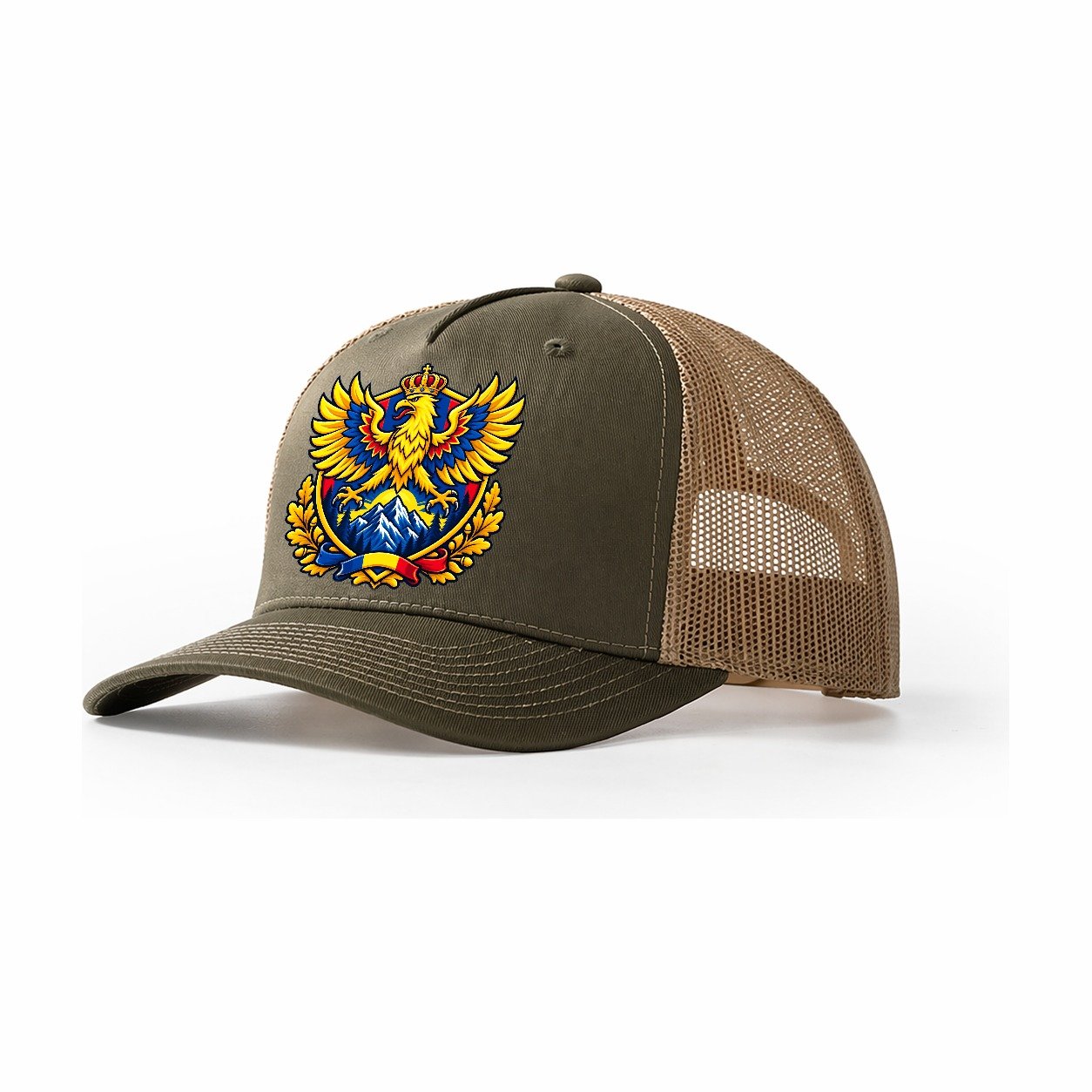 Romania Heraldic Crest Country Logos Trucker Hat – Olive Khaki